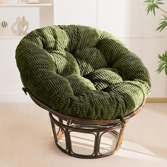 HIGOGOGO Papasan Chair Cushion with Thick Corduroy Cover (Without Chair), Supportive Cushion, Caput Mortuum, 48 x 48 Inch