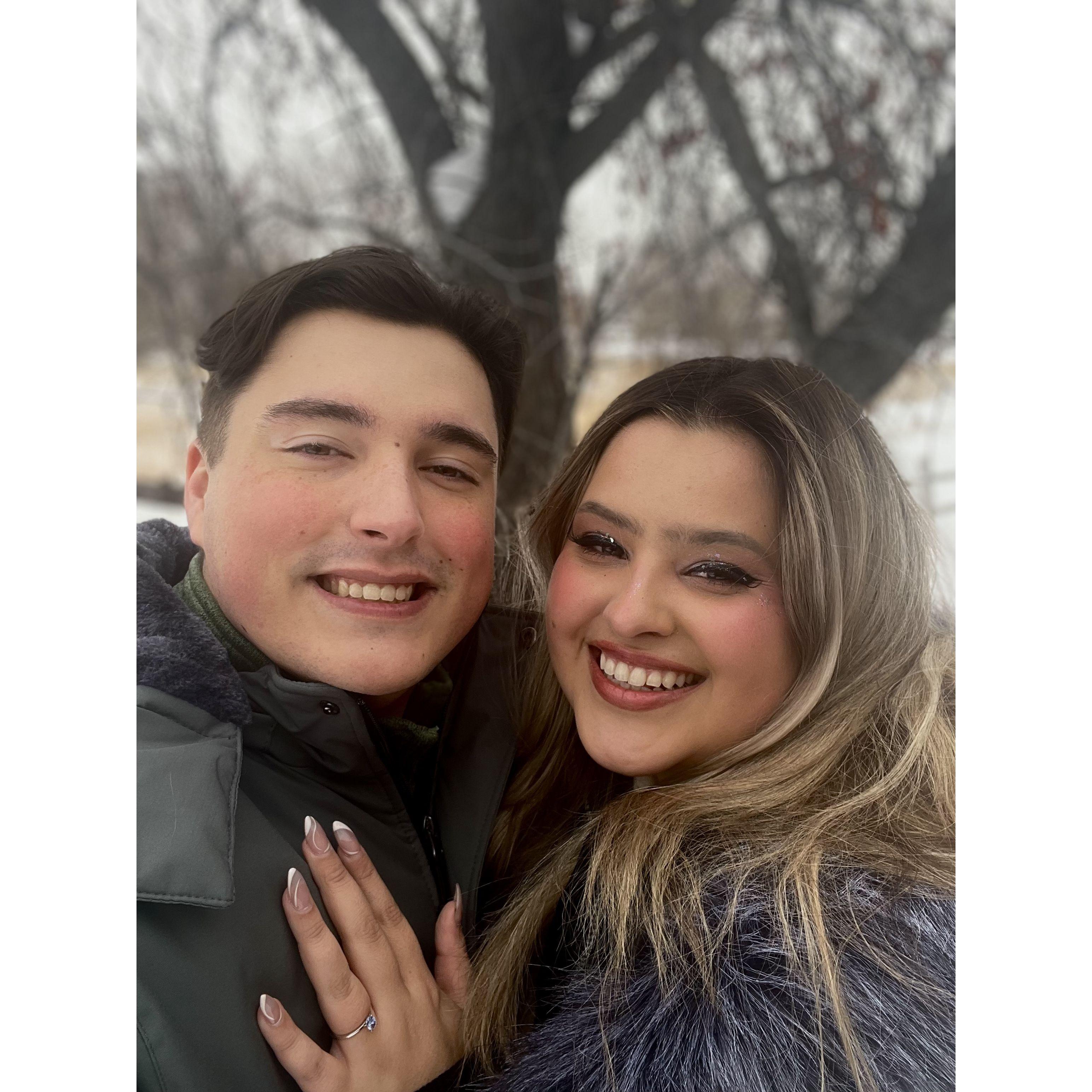 This photo was taken New Years Day, 2022. We had gotten engaged the night prior, in the Garden of the Gods in Colorado.
