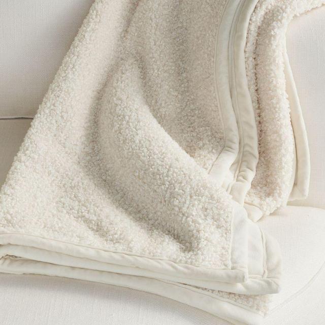 Cozy Teddy Faux Fur Throw, 60 x 80", Ivory