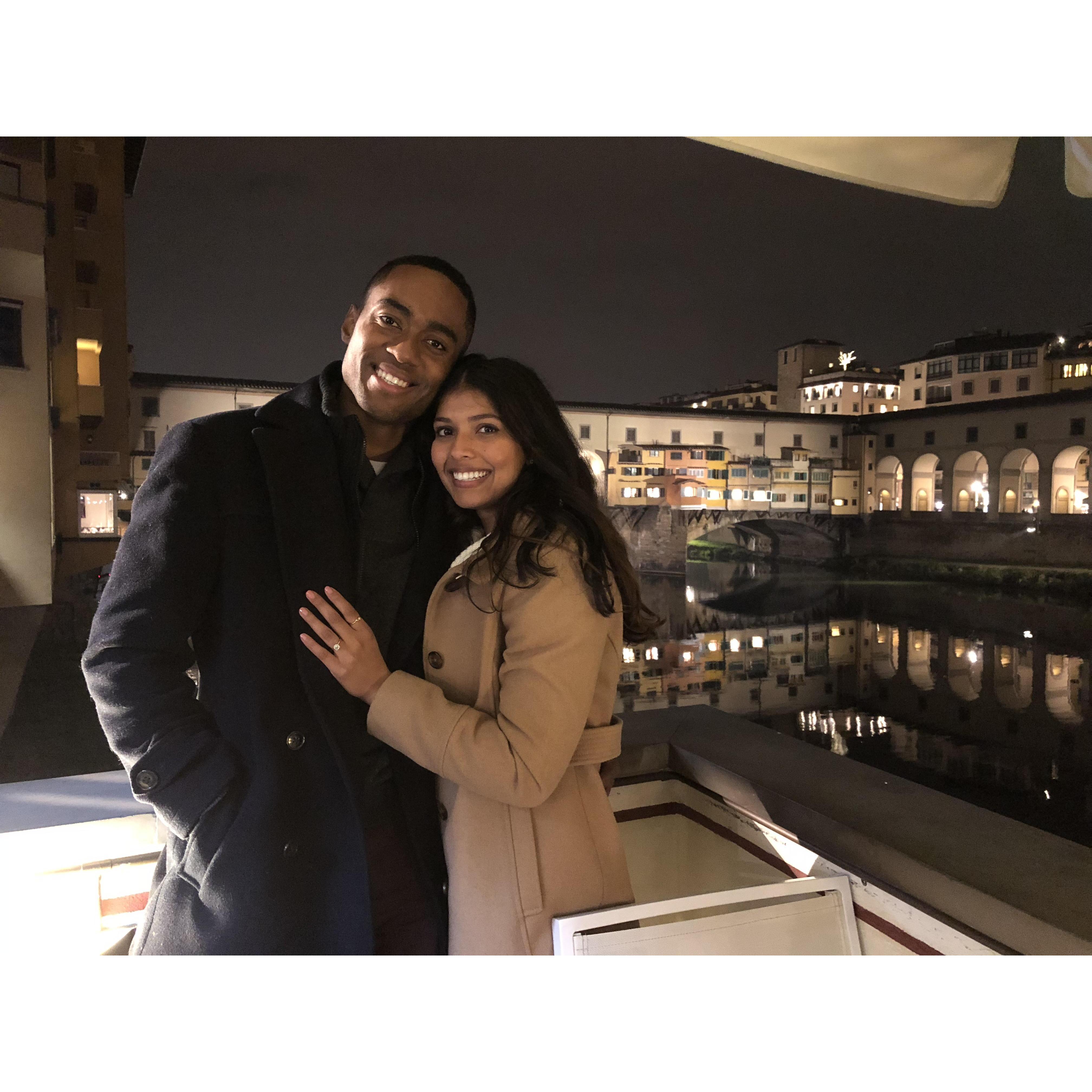 Post engagement drinks at Ponte Vecchio, Florence 2017