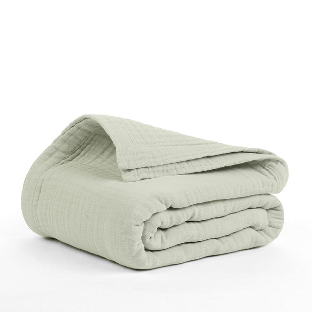 Salt Earth 100% Cotton Muslin Throw Blanket, 80"X90" Queen 4 Layered Gauze Blanket Throw for Couch, Bed, Living Room, Home, Light Christmas Blankets and Throws for Christmas Gifts (Sea Foam)
