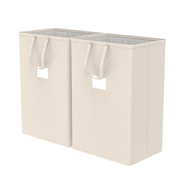 75L Large Laundry Hamper with Handles, Dirty Clothes Hamper for Bedroom Waterproof, Freestanding Tall Laundry Basket Waterproof, Hamper for Bedroom, Bathroom, Dorm, Toys Storage(Ivory）