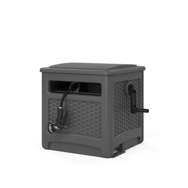 Suncast 225 Ft. Wicker Hideaway Hose Cart Grey
