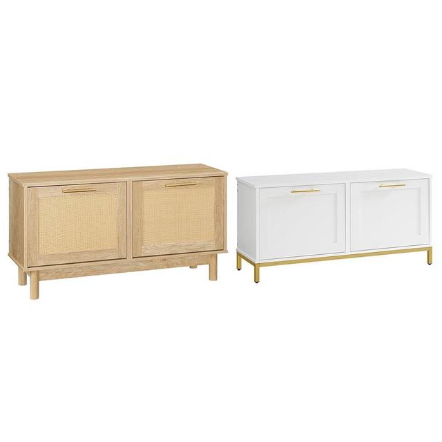 HOOBRO Shoe Storage Bench for Entryway, Shoe Bench with 2 Flip Drawers, Shoe Cabinet, for Entrance, Living Room, Bedroom, 51-48HX01