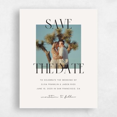 Light Oatmeal, Beige Wedding Save the Date - Garrett Photo