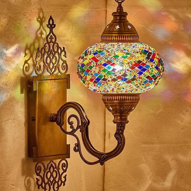 (10 Colors) DEMMEX Turkish Moroccan Tiffany Style Mosaic Wall Sconce Lamp Light