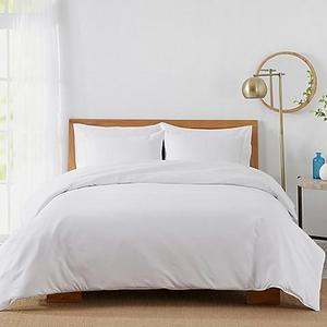 450-Thread-Count Cotton Sateen King Duvet Cover Set in White