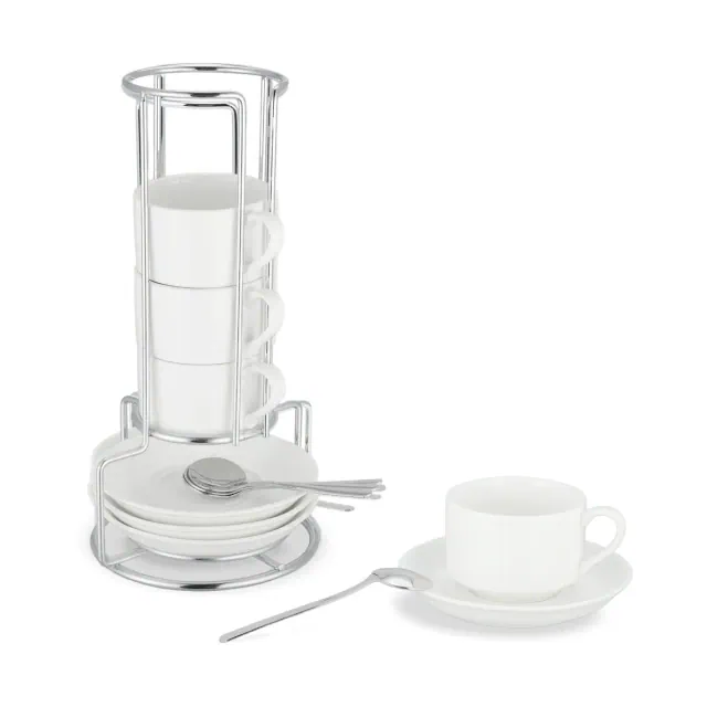 Unique Bargains Espresso Cups 1 Set White 3 Ounces