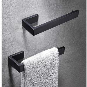 Towel Rack, Hand Towel Ring Holder SUS304 Stainless Steel, Hardware Set Towel Bar for Bathroom, Kitchen, Cabinet in Hotel or Home, Matte Black & Wall Mounted