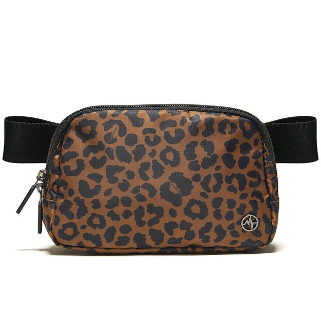 Pander Two Way Zipper Fanny Pack Nylon Everywhere Belt Bag for Women, Water Repellent Waist Packs, Crossbody Bags with Adjustable Strap (Midnight Leopard)