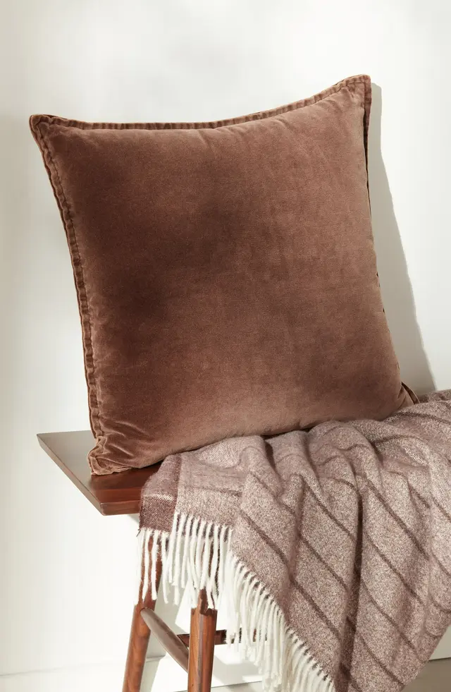 Nordstrom Velveteen Accent Pillow in Brown