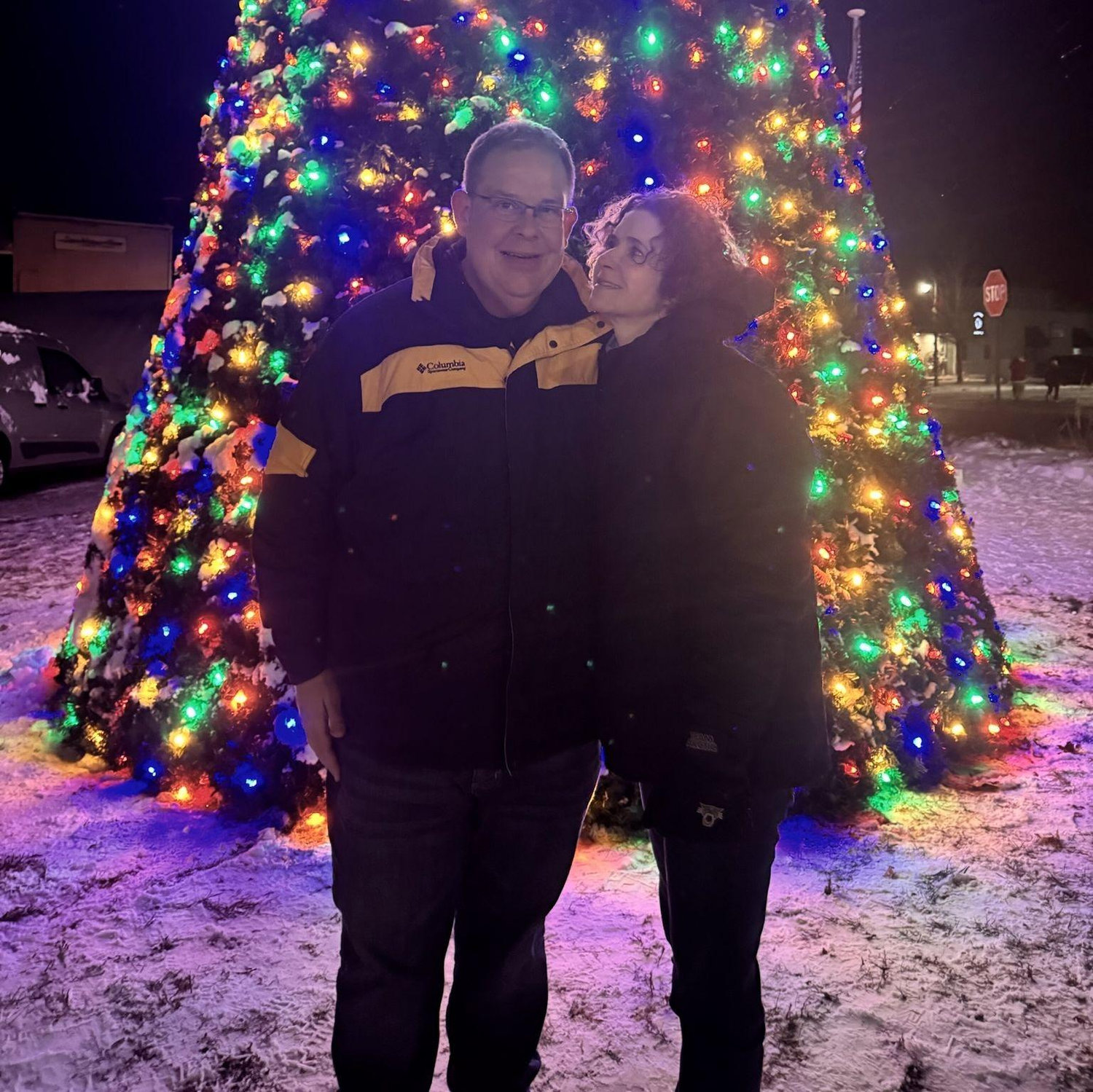 Reed City Christmas Tree Lighting -  Andrea is in awe that the Mayor made an appearance