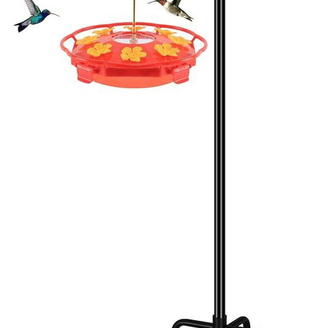 FEED GARDEN 92 Inch Adjustable Outdoor Shepherds Hook Bird Feeder Pole with 7 Prongs Base, Premium Steel Heavy Duty Tall Shepards Hooks for Hanging Bird Feeders, Plant Basket, Lanterns, 1 Pack