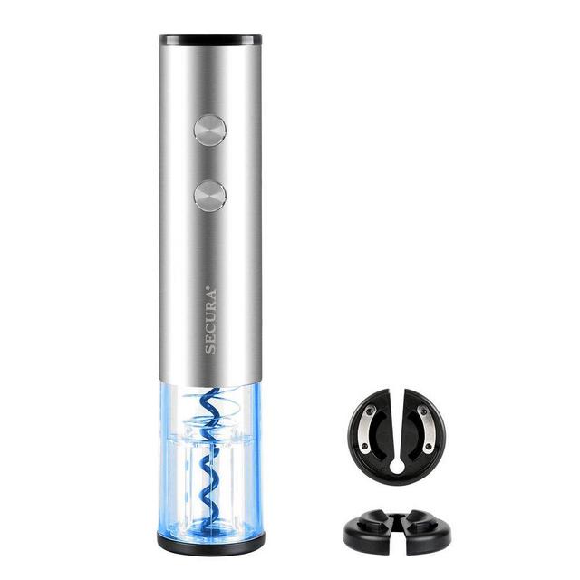 Secura Automatic Electric Wine Bottle Opener SWO-4A with Foil Cutter Stainless Steel Cordless Bottle Openers for Wine Enthusiast