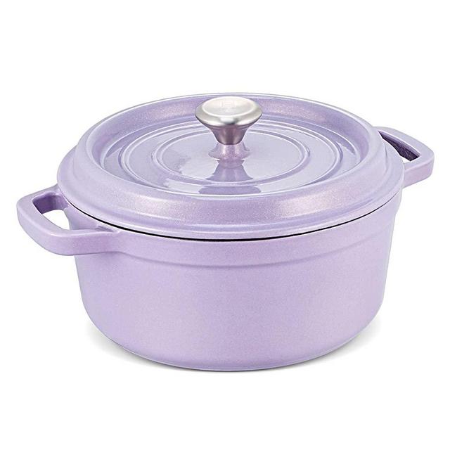 Dutch Oven Pot with Lid, Enameled Cast Iron Coated Dutch Oven 4 QT Deep Round Oven, Non-Stick Pan with Dual Handle for Braising Broiling Bread Baking Frying, for Open Fire Stovetop Camping