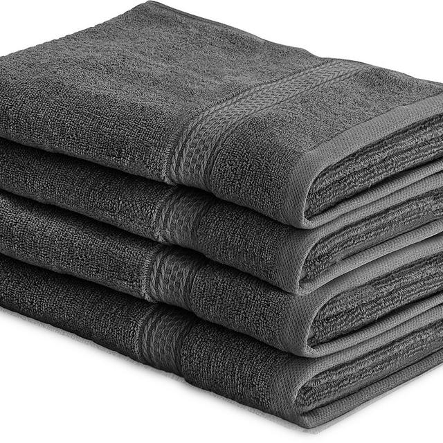 Cotton Large Hand Towels (Grey, 4-Pack,16 x 28 inches) - Multipurpose Use for Bath, Hand, Face, Gym and Spa - By Utopia Towels