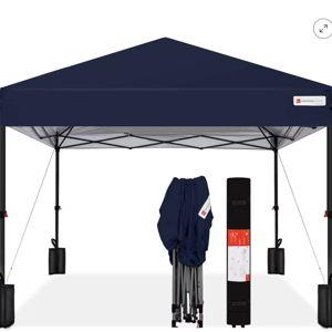 Best Choice Products 10x10ft Easy Setup Pop Up Canopy w/ 1-Button Setup, Wheeled Case, 4 Weight Bags; Navy