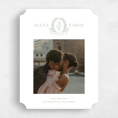 Green Ticket Wedding Save the Date - Hetherton Photo