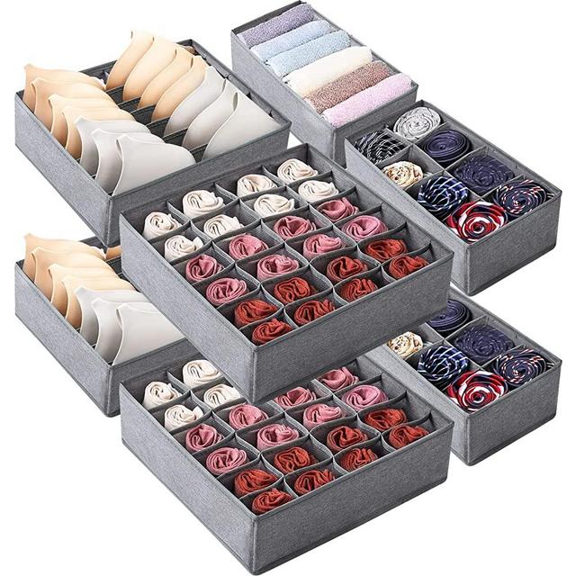 najiaxiaowu 8 Packs Underwear Drawer Organizer,Underwear and Bras Drawer Organizers for Clothing with 90 Cells Fabric Foldable Grids Dividers Box for Socks,Underwear, Bras and Ties