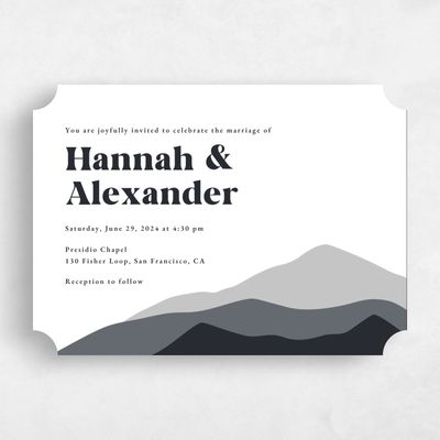 Black Ticket Wedding Invitation - Langdon Landscape