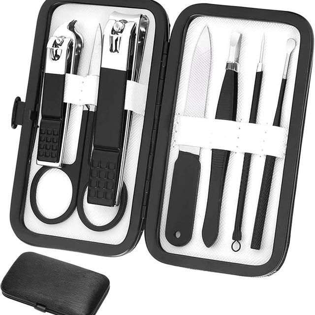 Manicure Set Professional Grooming Kits, Nail Clippers Pedicure Kit 8pcs Nail Kit Pedicure Set Tools with Aceoce Travel Case for Women Men Home or Salon Gift