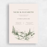 Green Wedding Invitation - Woodland Forest