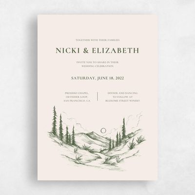 Green Greenery Wedding Invitation - Woodland Forest