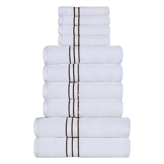Premium Cotton Solid Plush Heavyweight Hotel Luxury 10-Piece Towel Set, Black - Blue Nile Mills