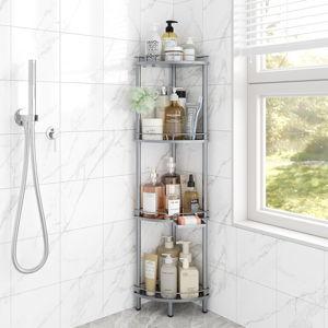 Corner Shower Caddy, 4 Tier Rustproof Metal Shower Organizer - Silver