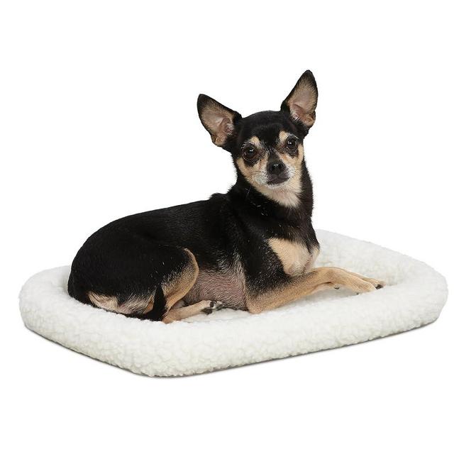 MidWest Homes for Pets Bolster Dog Bed 18L-Inch White Fleece Dog Bed or Cat Bed w/ Comfortable Bolster | Ideal for "Toy" Dog Breeds & Fits an 18-Inch Dog Crate | Easy Maintenance Machine Wash & Dry