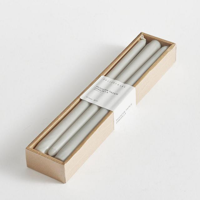 Modern Taper Candles, Set of 6 - Light Grey