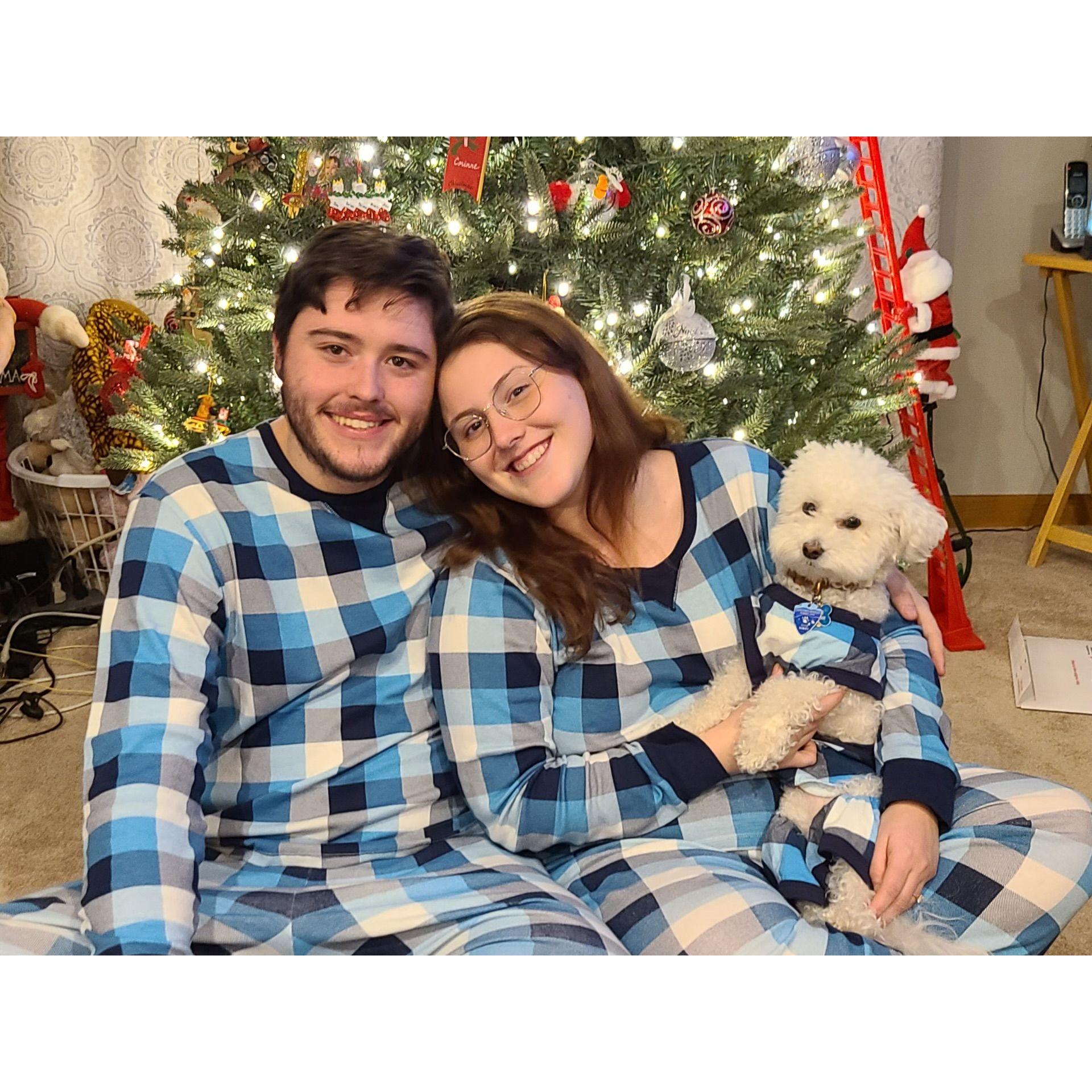 Our 2nd Christmas together in our Hanukkah p.j's #diversity