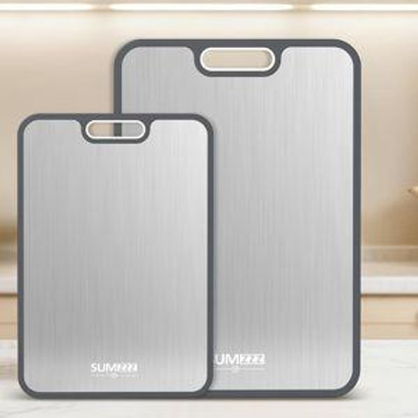 Titanium Cutting Board Double Sided Food Grade, Pure Titanium/PP for Kitchen, Cutting Board Easy to Clean[15.5”*10.5”+12”*8.5”]