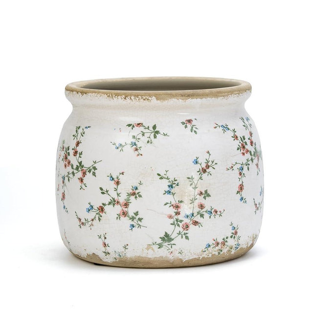 Dosayes Flower Pot,Vintage Ceramic Pot for Planter with Drainage Holes, 6.29 inch Ice Crack Glazed Indoor Planters Pot for Indoor,Tucan Home Decor,Gardening Gifts,Green (French)