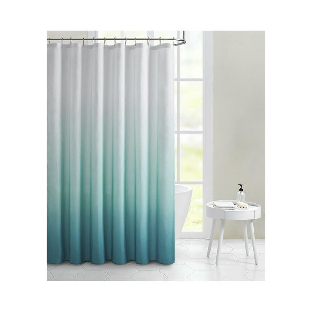 Kate Aurora Living Multi Color Ombre Fabric Shower Curtain - White/Turquoise