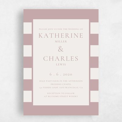 Taupe, Pink Wedding Invitation - Potter Frame