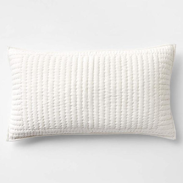 Crate & Barrel | Cozysoft Organic Cotton Jersey Heathered Ivory King Quilted Pillow Sham