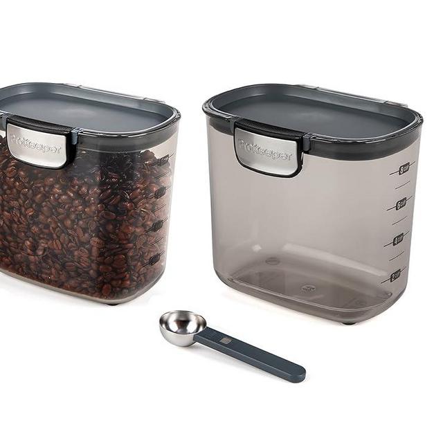 Progressive International ProKeeper+ Clear Plastic Airtight Food Baker's Kitchen Storage Organization Container Canister Set with Magnetic Accessories, 2- Piece Set (Coffee 2-Quart)