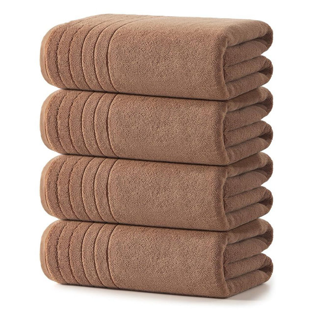 REDKISS Luxury Bath Towels Set of 4, 35x70 in, 750 GSM, Highly Absorbent & Quick Dry, Super Soft Extra Large Premium Thick Cotton Brown Bath Sheets for Shower, Hotel, Bathroom, Spa