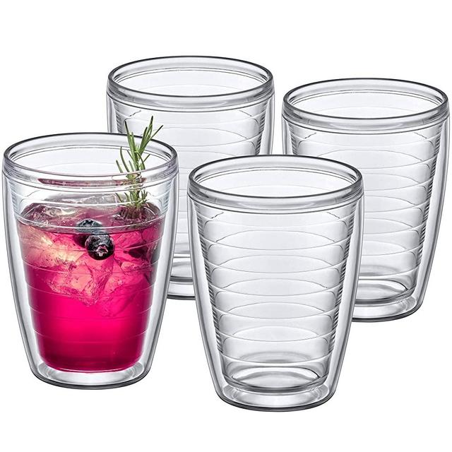 Amazing Abby - Alaska - 16-Ounce Insulated Plastic Tumblers (Set of 4), Double-Wall Plastic Drinking Glasses, All-Clear High-Balls, BPA-Free, Shatter-Proof, Dishwasher-Safe