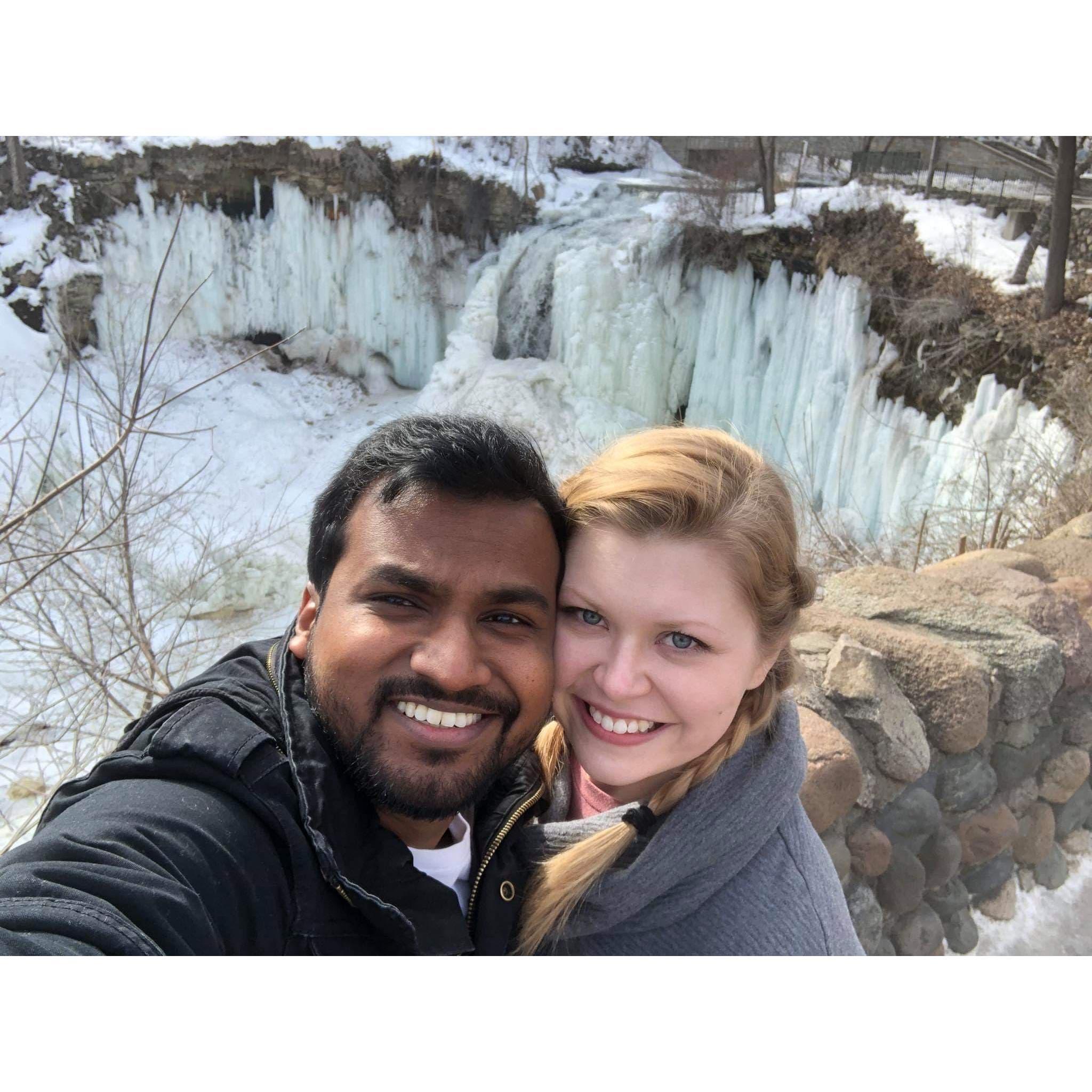 When Sam first came to Minnesota, I took him to Minnehaha Falls (popular waterfalls in MN) and it was a blast. So we always make a point to try and go back when we are in town!