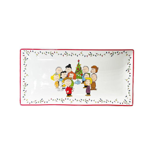 Peanuts Charlie Brown Christmas Serving Tray Festive Kitchen Accessories | Cute Ceramic Gifts for Men and Women and Kids | Official Licensee | 1 Set