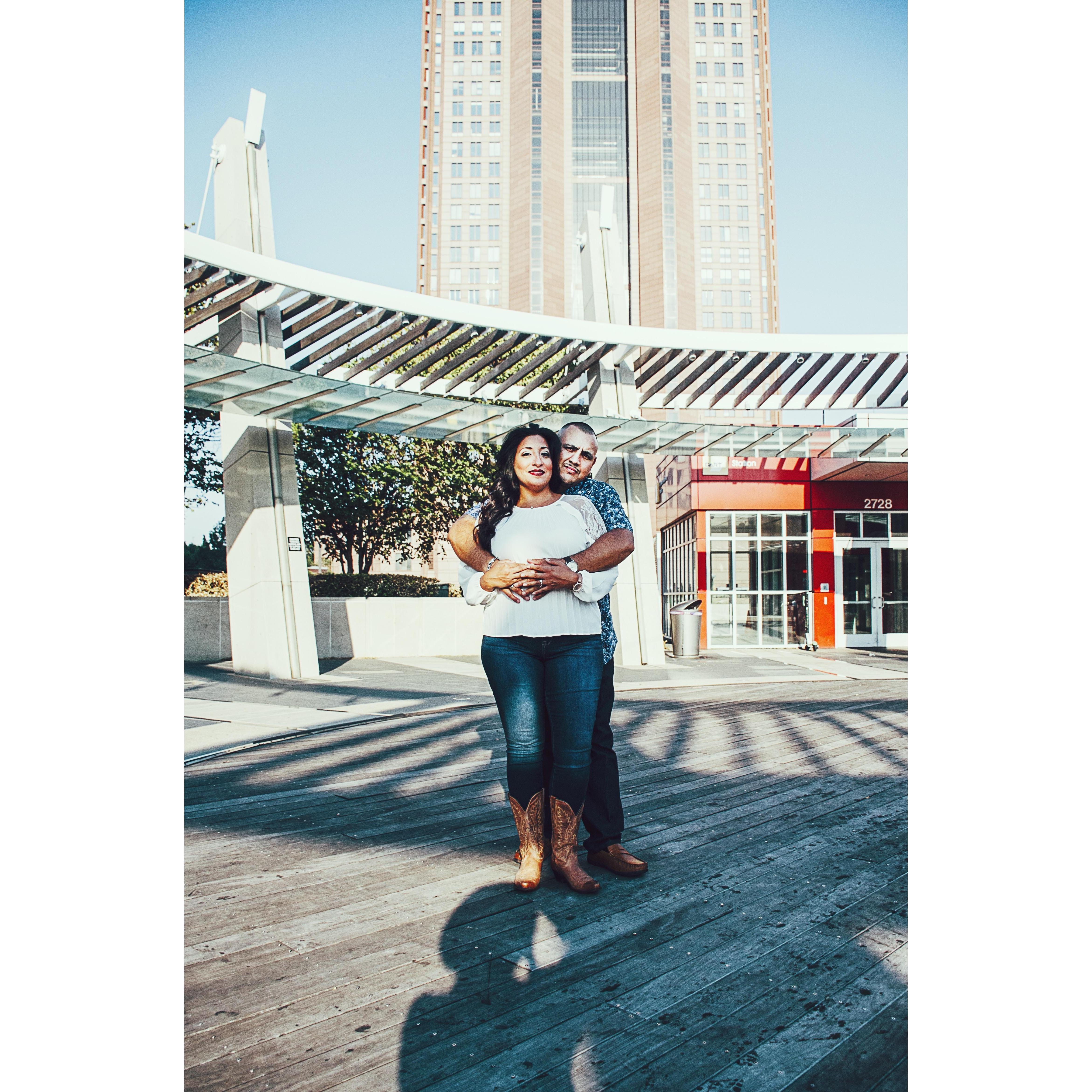 Our Engagement Photos - City Place Station is where we would ride the train together when we 1st reunited.