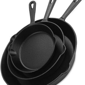 Utopia Kitchen - Pre Seasoned Cast Iron Skillet (Set of 3 Pcs) - 6 Inch, 8 Inch and 10 Inch