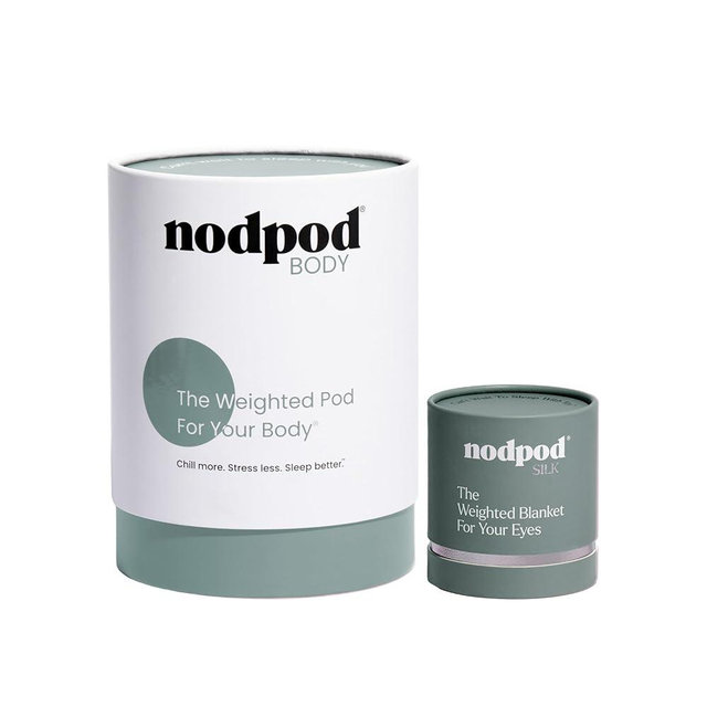 Nodpod Bundle - Body & Silk Sleep Mask – Ultra-Soft Blanket with Glass Bead Filling + Silk Eye Mask – Relaxation, Comfort, Travel & Better Sleep – Willow + Sage