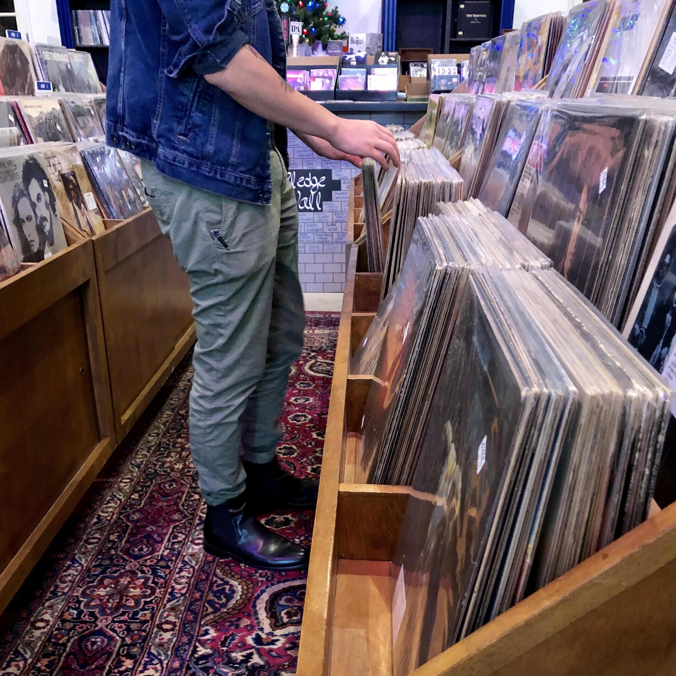 At the record store next door to Village Grill in downtown Bakersfield- we love old things and breakfast, so this was a good day
