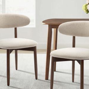 Vannie Upholstered Solid Wood Dining Chair Side Chair (Set of 2) - Beige