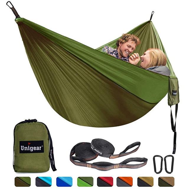 Unigear Camping Hammock Double and Single, Portable Lightweight Parachute Nylon Hammock with Tree Straps for Backpacking, Camping, Travel, Beach, Garden