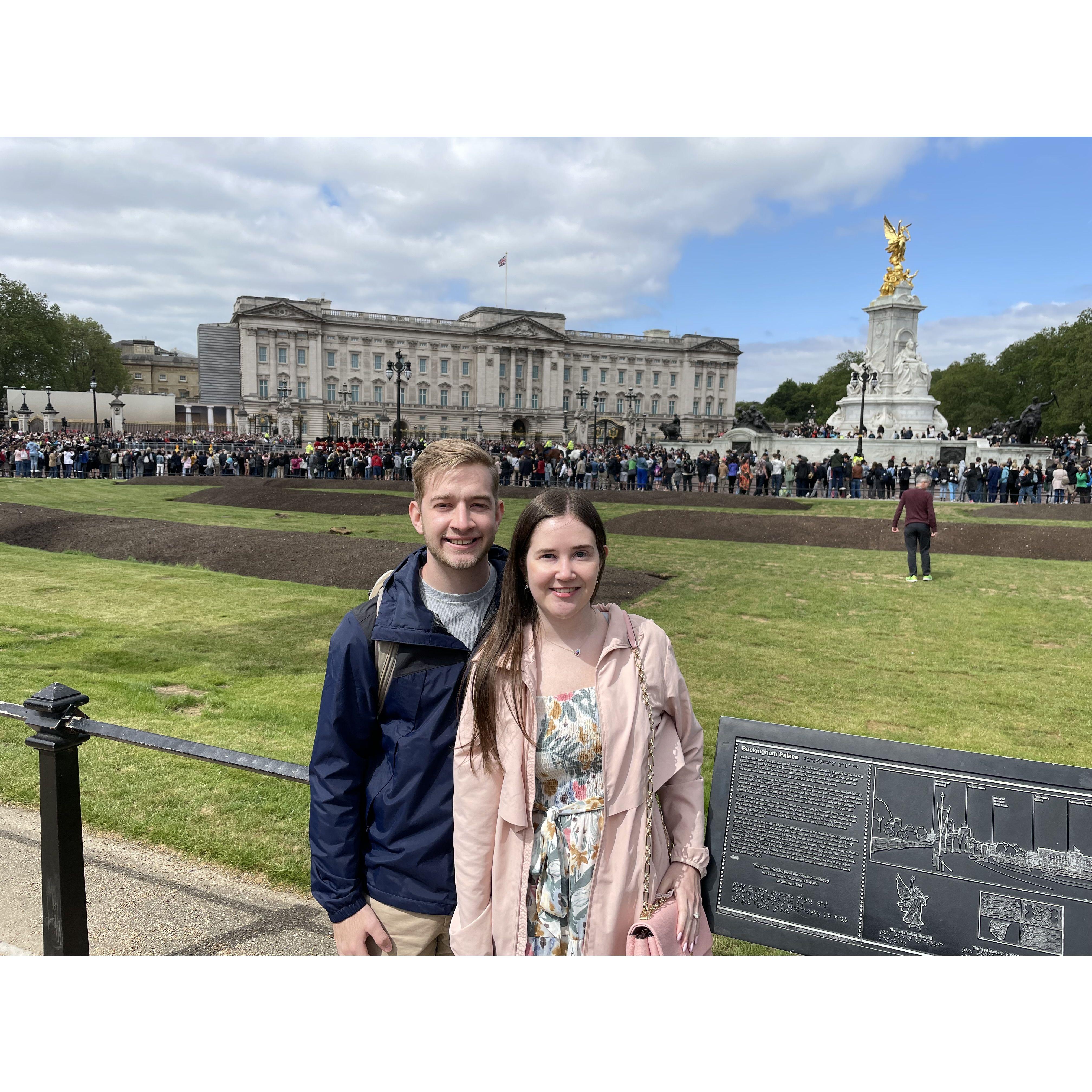 In front of Buckingham Palace
