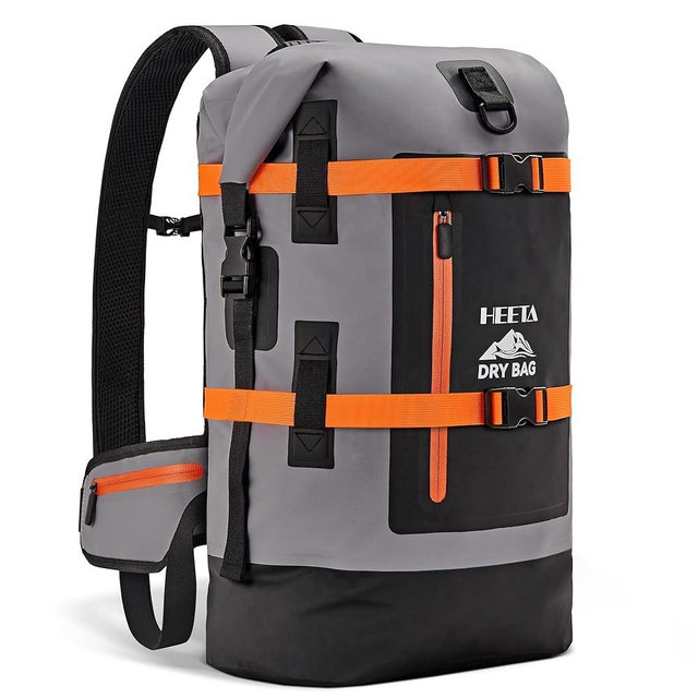 HEETA Dry Bags Waterproof Backpack 40L for Men & Women, Roll Top Heavy Duty Cushioned Hiking Backpack for Kayaking Boating Paddle Boarding Fishing Travel Camping Beach Vacation Cruise Ship Essentials